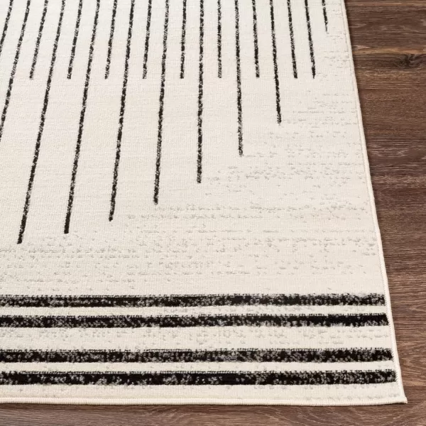 imageLivabliss Penrod Modern Geometric Runner Area Rug27quot x 73quotBlackIvory5 x 7