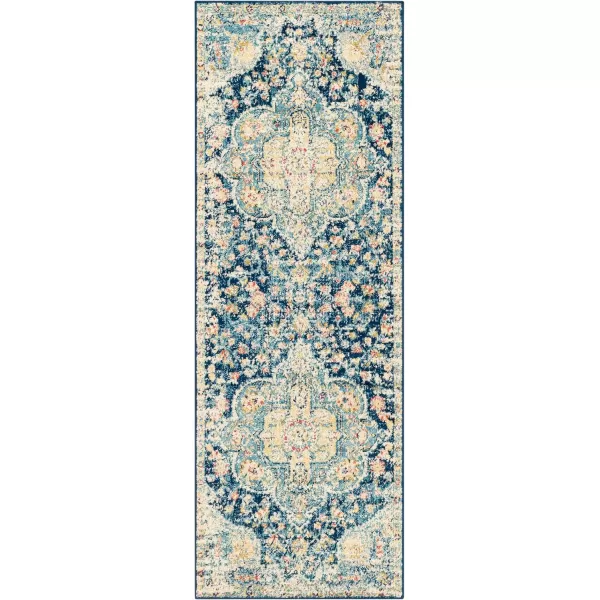 imageLivabliss Romaine Vintage Medallion Runner Area Rug 27quot x 76quot NavyNavy