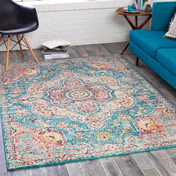 imageLivabliss Romaine Vintage Medallion Runner Area Rug 27quot x 76quot NavySky Blue