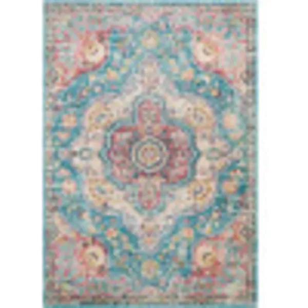 imageLivabliss Romaine Vintage Medallion Runner Area Rug 27quot x 76quot NavySky Blue