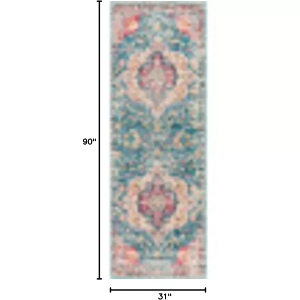 imageLivabliss Romaine Vintage Medallion Runner Area Rug 27quot x 76quot NavySky Blue