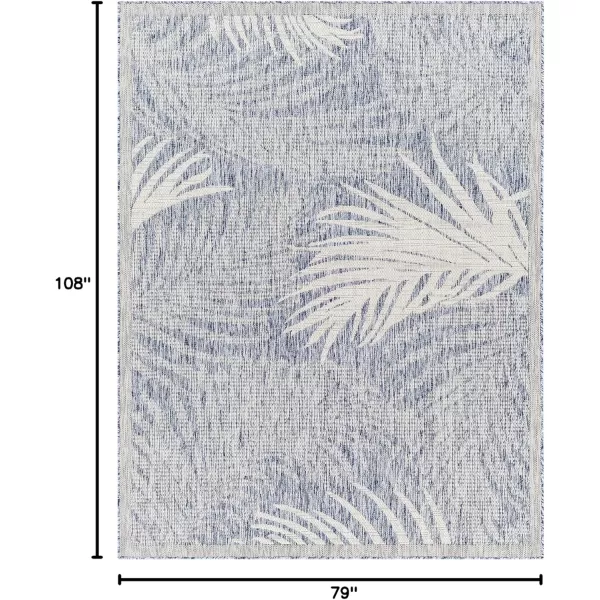 imageLivabliss Sawyer Coastal Palm Outdoor Area Rug 53quot x 7 TaupeKhakiBlue