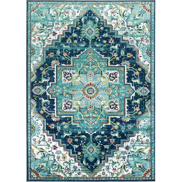 imageLivabliss Wendy Vintage Medallion Area Rug710quot x 112quotTealDark BlueTeal  Dark Blue