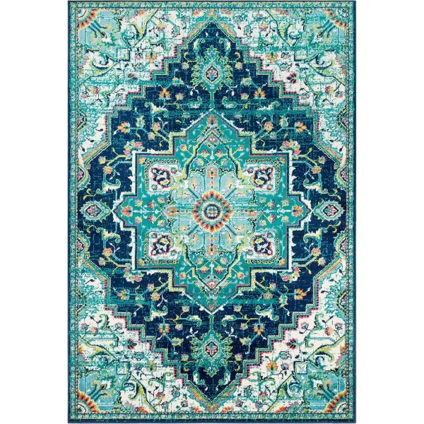 imageLivabliss Wendy Vintage Medallion Area Rug710quot x 112quotTealDark BlueTeal  Dark Blue