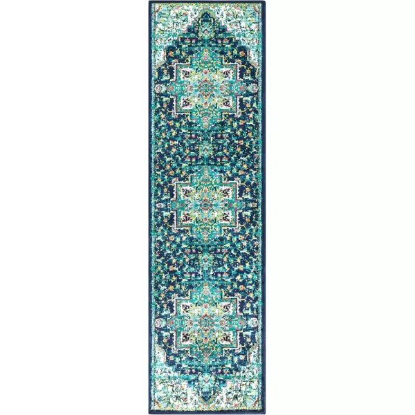 imageLivabliss Wendy Vintage Medallion Area Rug710quot x 112quotTealDark BlueTeal  Dark Blue