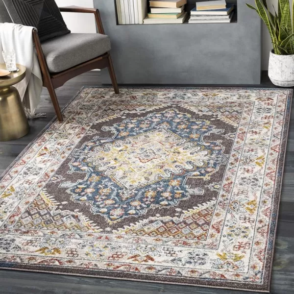 imageLivabliss Anja Oriental Medallion Area Rug710quot x 103quotTaupeDark Brown