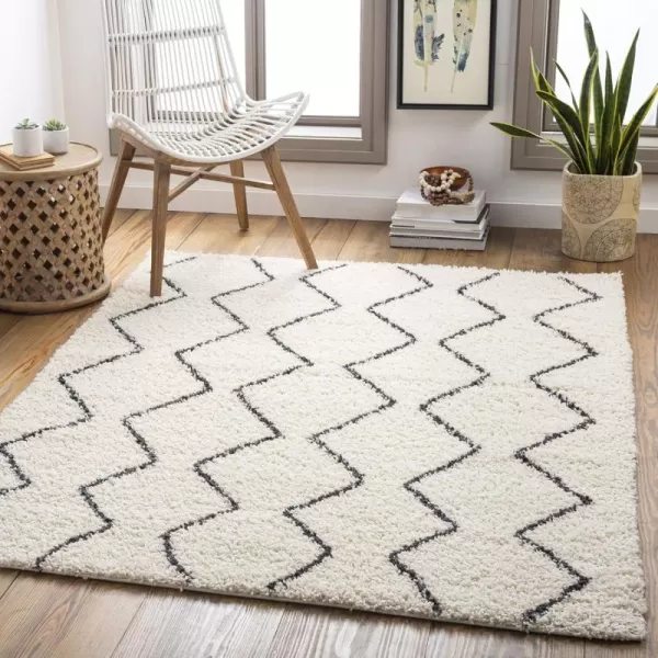 imageLivabliss Kasey Moroccan Shag Area Rug710quot x 10CreamCharcoalCreamCharcoal