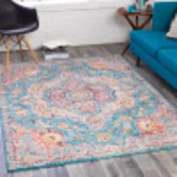 imageLivabliss Romaine Vintage Medallion Runner Area Rug 27quot x 76quot NavySky Blue