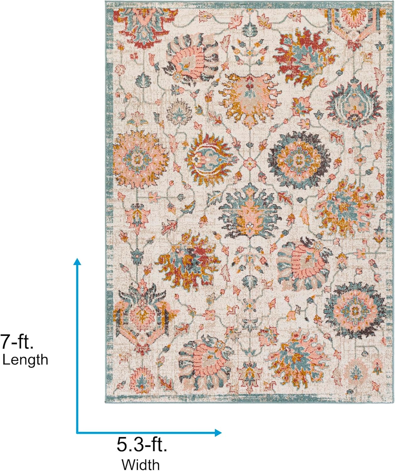 imageLivabliss Craiger Vintage Floral Area Rug52quot x 7IvoryIvory