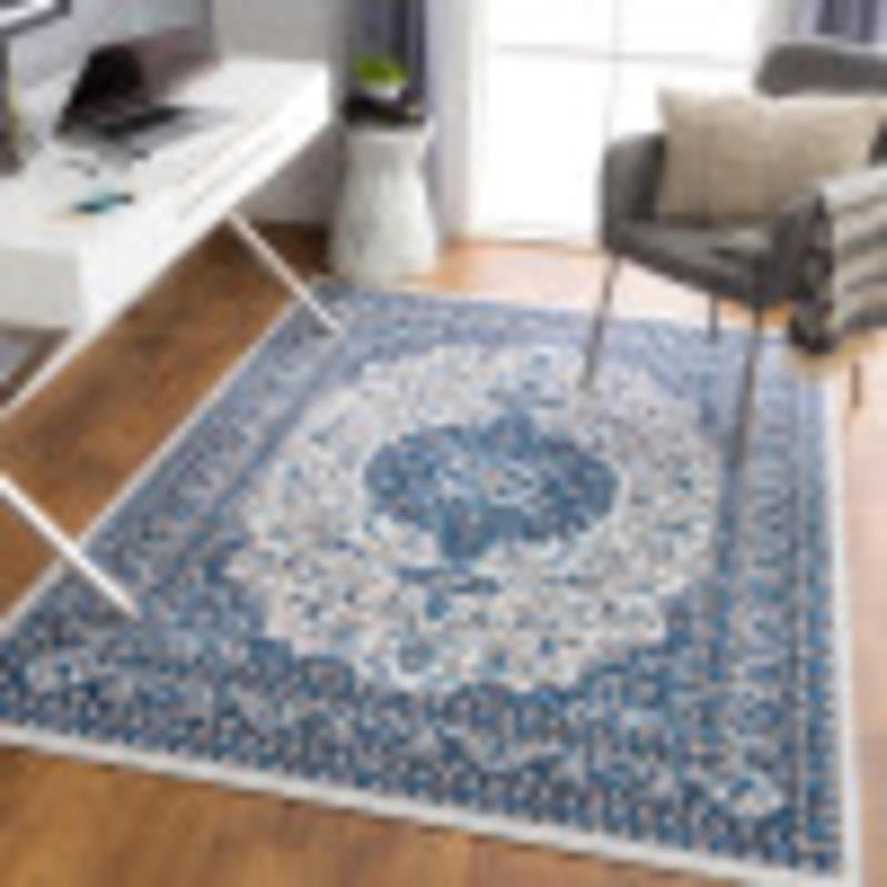 imageArtistic Weavers Medallion Vintage Mikka Area Rug 5 ft 3 in x 7 ft WhiteNavyWhiteNavy