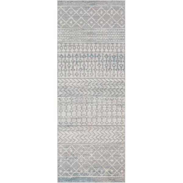 imageLivabliss Chester Boho Moroccan Washable Area Rug53quot x 7 Light GreyBlueGrey