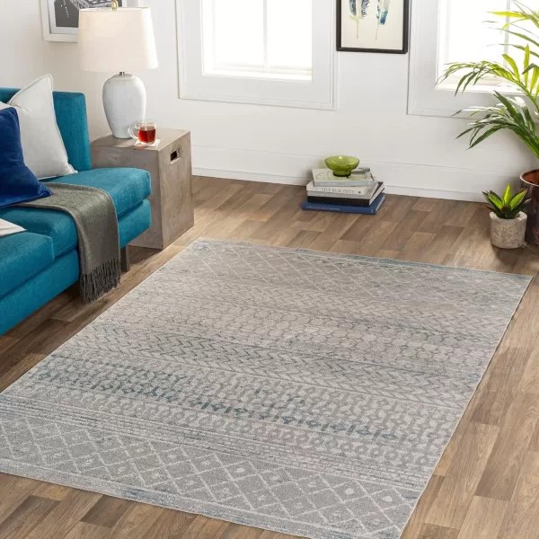 imageLivabliss Chester Boho Moroccan Washable Area Rug53quot x 7 Light GreyBlueGrey