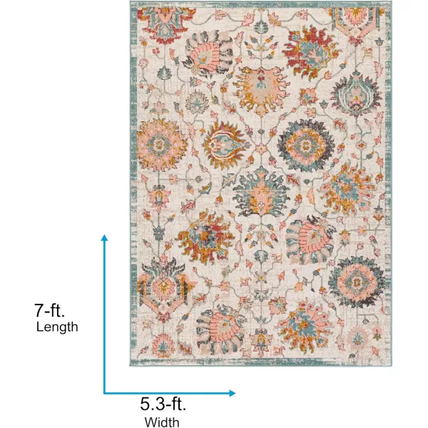 imageLivabliss Craiger Vintage Floral Area Rug52quot x 7IvoryIvory
