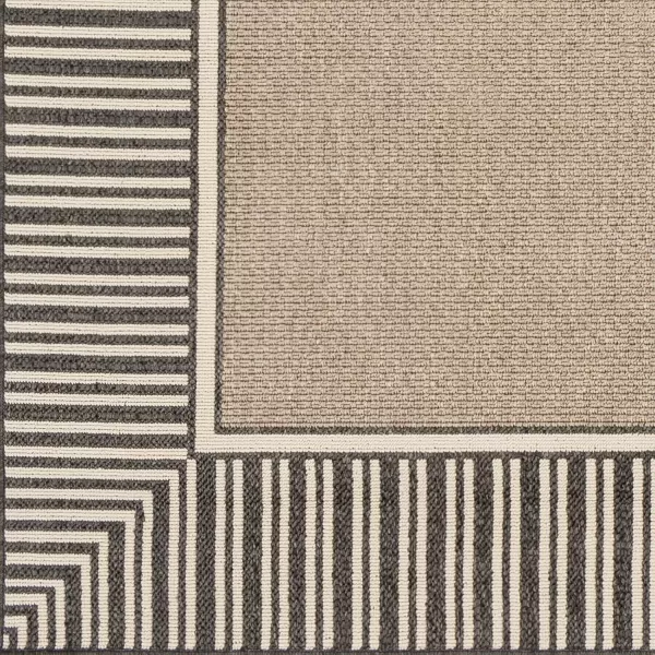 imageLivabliss Hampshire Solid Border Outdoor Area Rug 53quot x 77quot BlackBlack