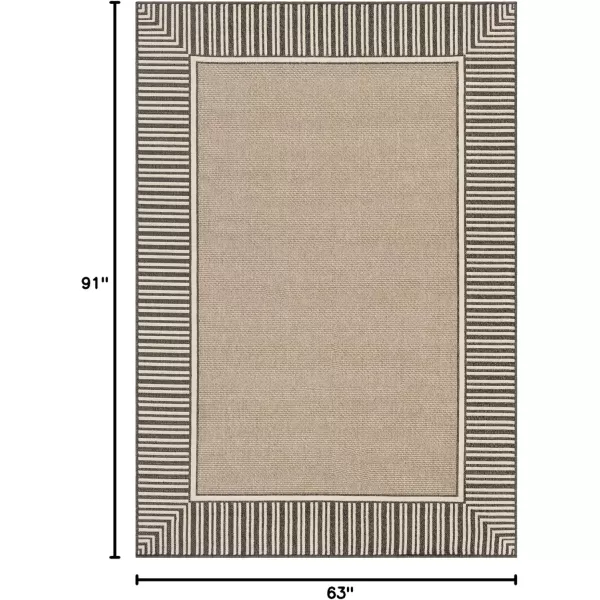 imageLivabliss Hampshire Solid Border Outdoor Area Rug 53quot x 77quot BlackBlack