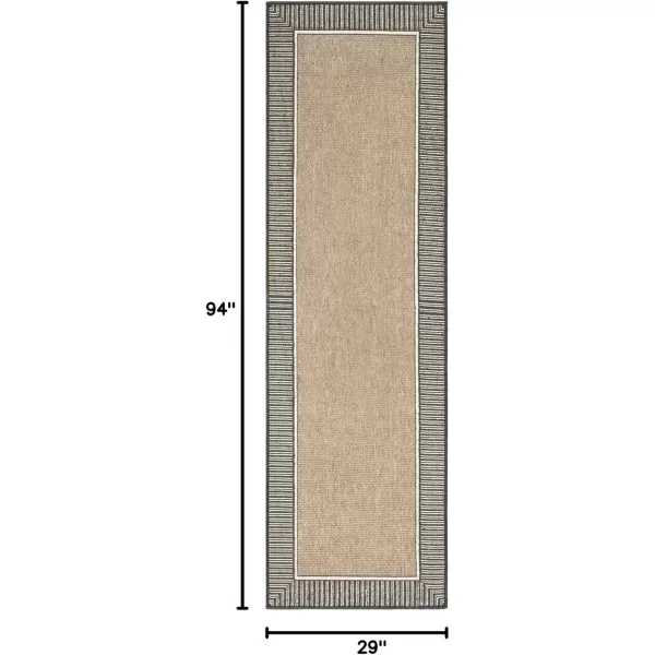 imageLivabliss Hampshire Solid Border Outdoor Area Rug 53quot x 77quot BlackBlackCamel