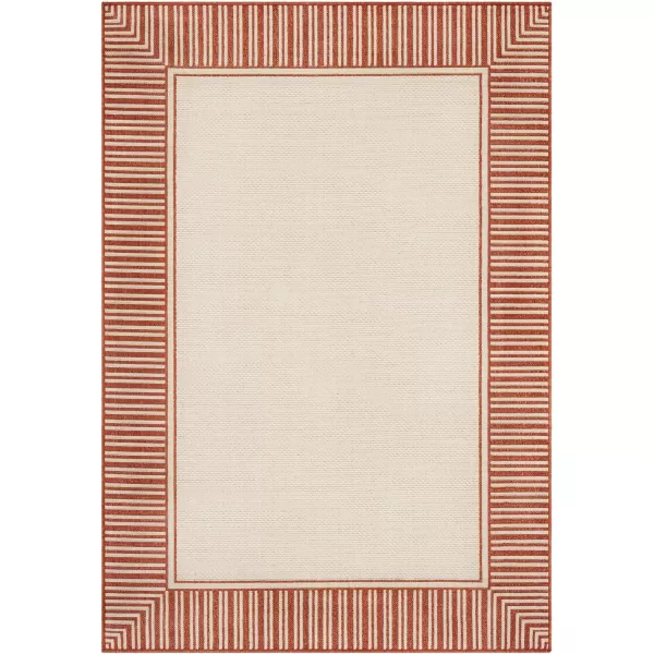 imageLivabliss Hampshire Solid Border Outdoor Area Rug 53quot x 77quot BlackBurnt Orange