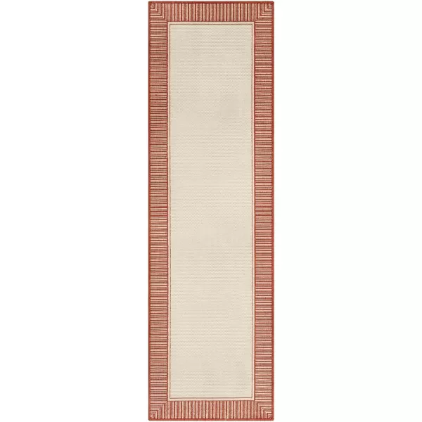 imageLivabliss Hampshire Solid Border Outdoor Area Rug 53quot x 77quot BlackBurnt Orange