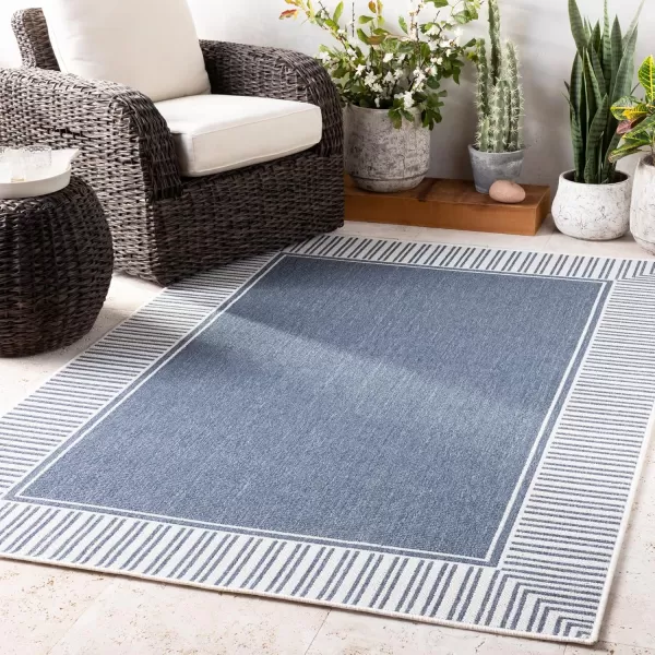 imageLivabliss Hampshire Solid Border Outdoor Area Rug 53quot x 77quot BlackCharcoal