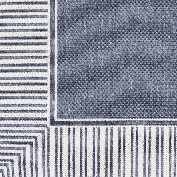 imageLivabliss Hampshire Solid Border Outdoor Area Rug 53quot x 77quot BlackDenim