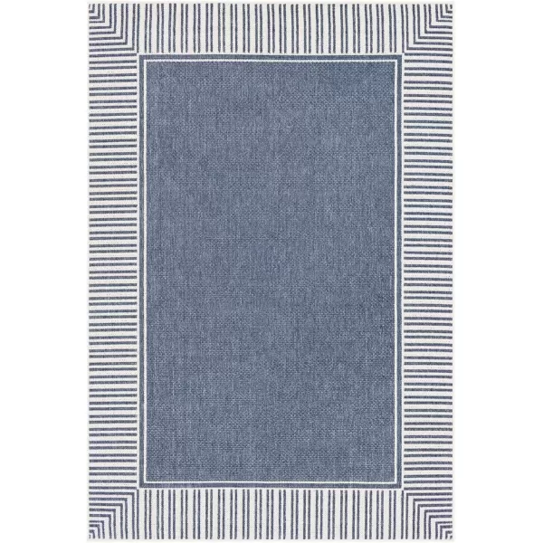 imageLivabliss Hampshire Solid Border Outdoor Area Rug 53quot x 77quot BlackDenim