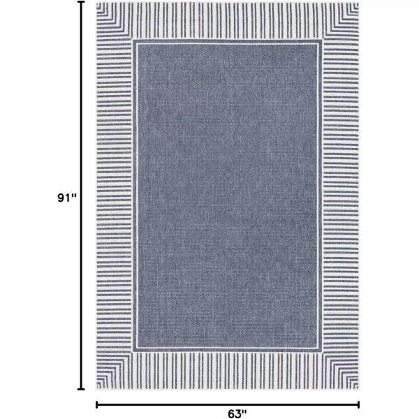 imageLivabliss Hampshire Solid Border Outdoor Area Rug 53quot x 77quot BlackDenim