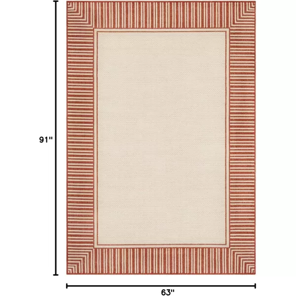 imageLivabliss Hampshire Solid Border Outdoor Area Rug 53quot x 77quot BlackOrange