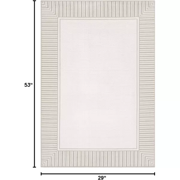 imageLivabliss Hampshire Solid Border Outdoor Area Rug 53quot x 77quot BlackTaupeWhite