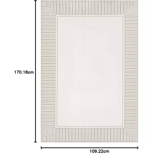 imageLivabliss Hampshire Solid Border Outdoor Area Rug 53quot x 77quot BlackTaupeWhite