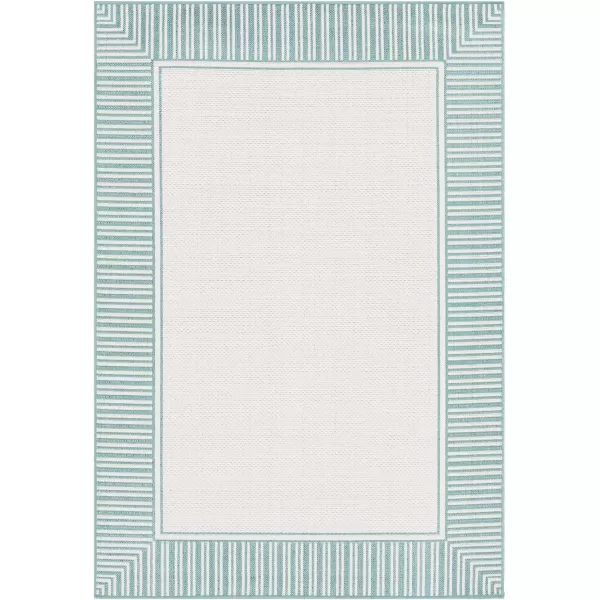 imageLivabliss Hampshire Solid Border Outdoor Area Rug 53quot x 77quot BlackTealWhite