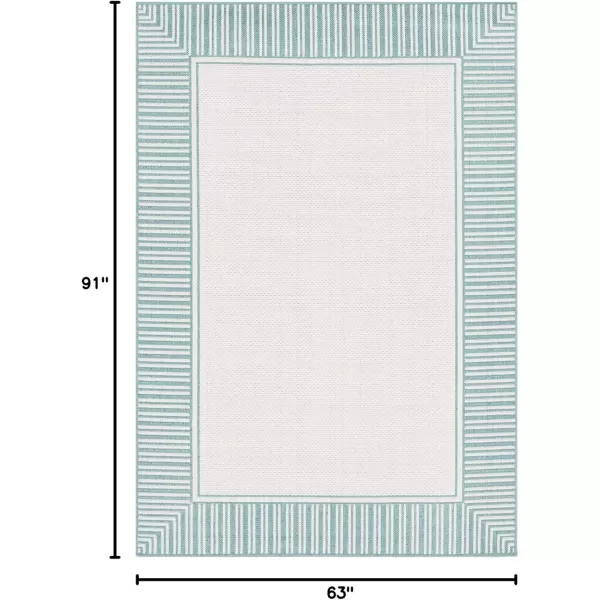 imageLivabliss Hampshire Solid Border Outdoor Area Rug 53quot x 77quot BlackTealWhite