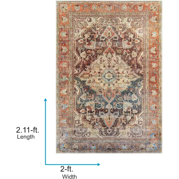 imageLivabliss Nico Vintage Medallion Washable Area Rug53quot x 73quot Burnt OrangeTeal2 x 211