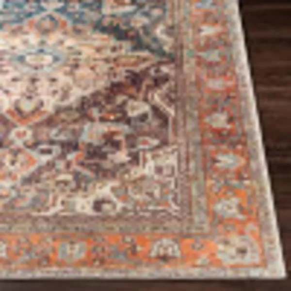 imageLivabliss Nico Vintage Medallion Washable Area Rug53quot x 73quot Burnt OrangeTeal53 x 73