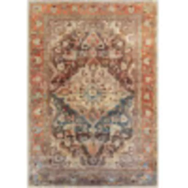 imageLivabliss Nico Vintage Medallion Washable Area Rug53quot x 73quot Burnt OrangeTeal53 x 73