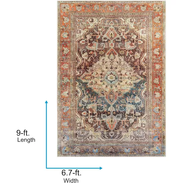 imageLivabliss Nico Vintage Medallion Washable Area Rug53quot x 73quot Burnt OrangeTeal67 x 9