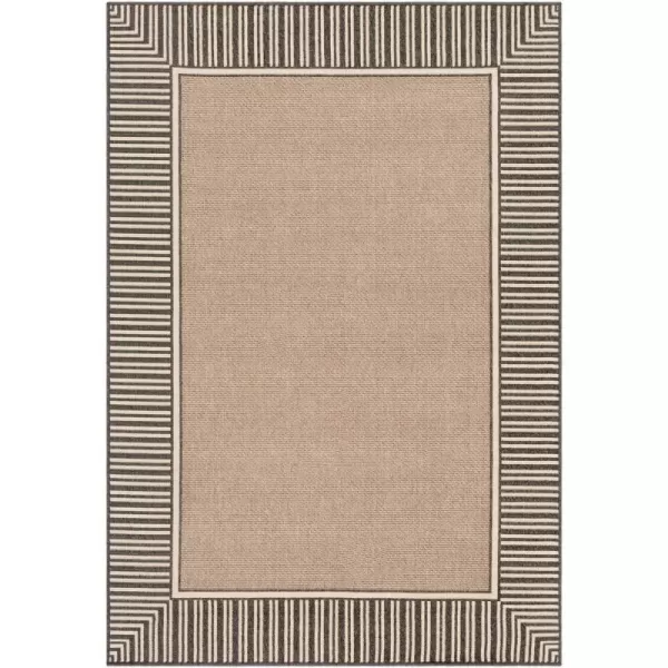 imageLivabliss Hampshire Solid Border Outdoor Area Rug 53quot x 77quot BlackBlack