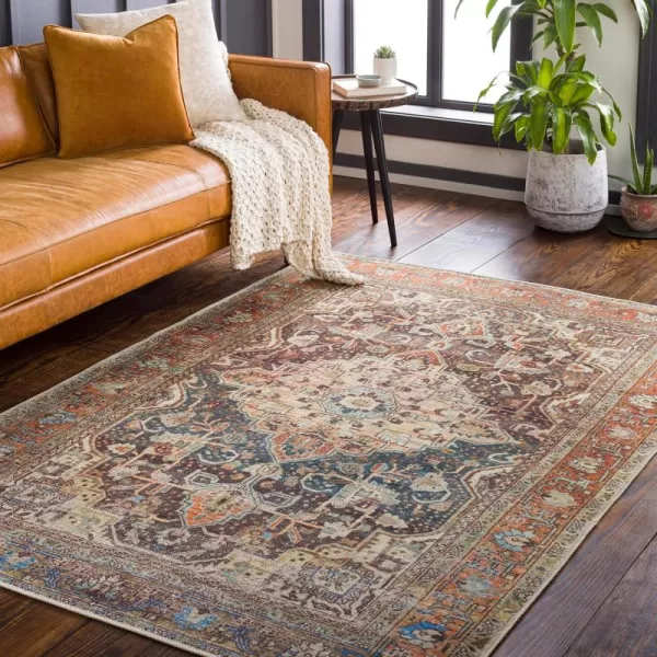 imageLivabliss Nico Vintage Medallion Washable Area Rug53quot x 73quot Burnt OrangeTeal2 x 211