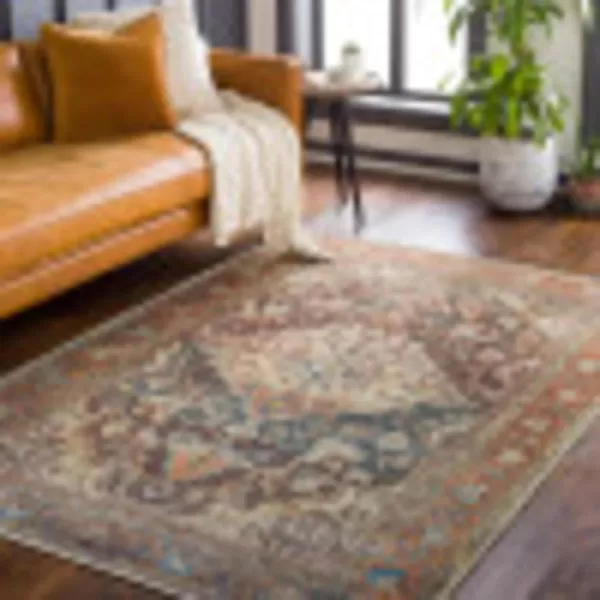 imageLivabliss Nico Vintage Medallion Washable Area Rug53quot x 73quot Burnt OrangeTeal53 x 73