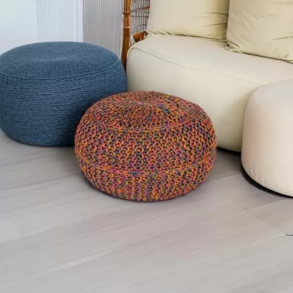 imageLivabliss 100Percent Jute Pouf 20Inch by 20Inch by 14Inch CarnationGoldTealCarnationGoldTeal