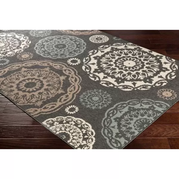 imageArtistic Weavers Danae Medallion Outdoor Area Rug810quot SquareTealDenimBlackSeafoam