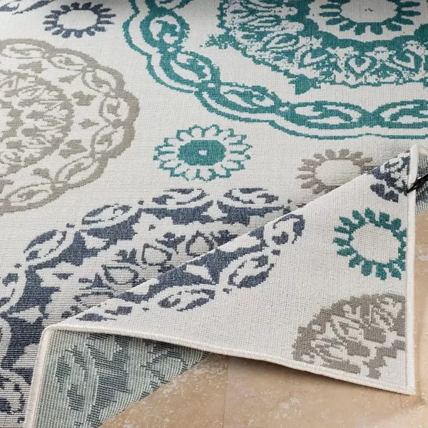 imageArtistic Weavers Danae Medallion Outdoor Area Rug810quot SquareTealDenimTealDenim