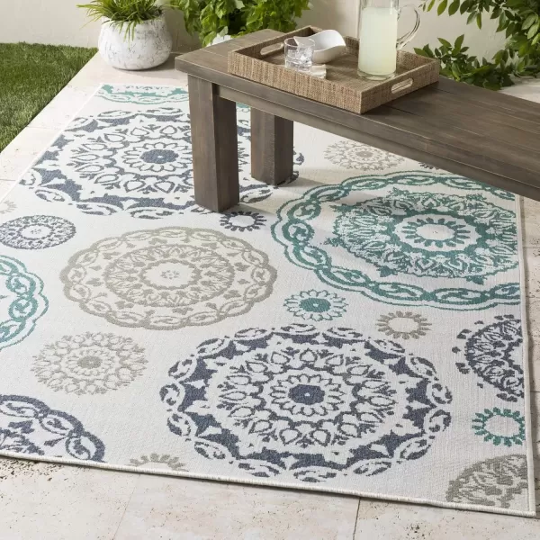 imageArtistic Weavers Danae Medallion Outdoor Area Rug810quot SquareTealDenimTealDenim