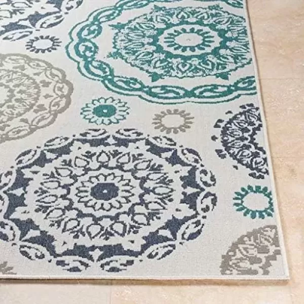 imageArtistic Weavers Danae Medallion Outdoor Area Rug810quot SquareTealDenimTealDenim