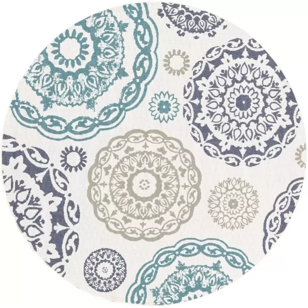 imageArtistic Weavers Danae Medallion Outdoor Area Rug810quot SquareTealDenimTealDenim