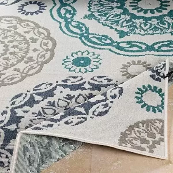 imageArtistic Weavers Danae Medallion Outdoor Area Rug810quot SquareTealDenimTealDenim
