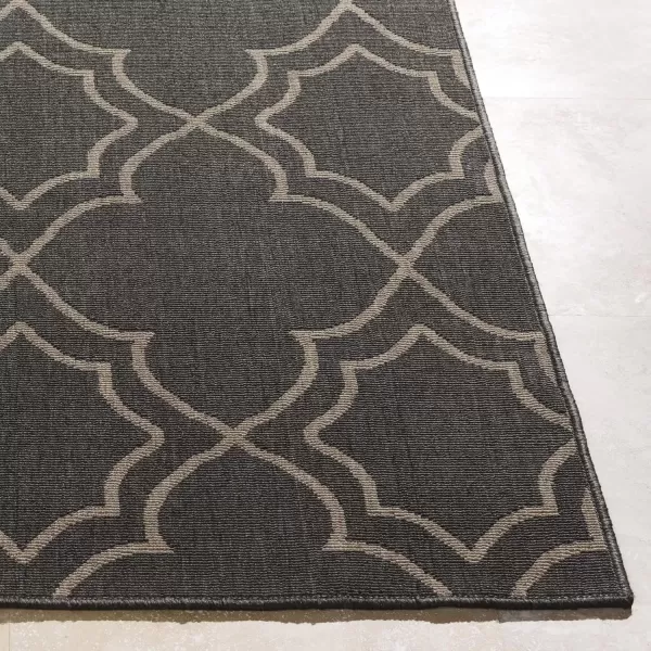 imageLivabliss Georgia Trellis Outdoor Area Rug73quot SquareBeigeBlackCamel