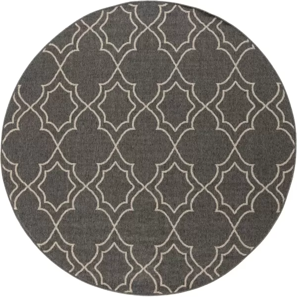 imageLivabliss Georgia Trellis Outdoor Area Rug73quot SquareBeigeBlackCamel