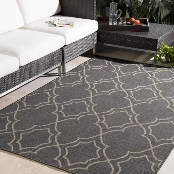 imageLivabliss Georgia Trellis Outdoor Area Rug73quot SquareBeigeBlackCamel