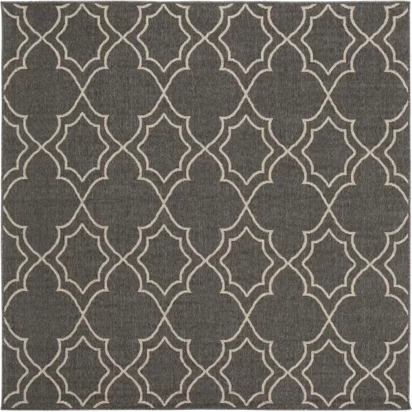 imageLivabliss Georgia Trellis Outdoor Area Rug73quot SquareBeigeBlackCamel