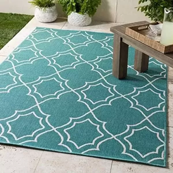 imageLivabliss Georgia Trellis Outdoor Area Rug73quot SquareBeigeBlue